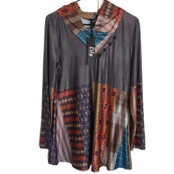 LILY by Firmiana multicolor tunic style blouse - Picture 1 of 6